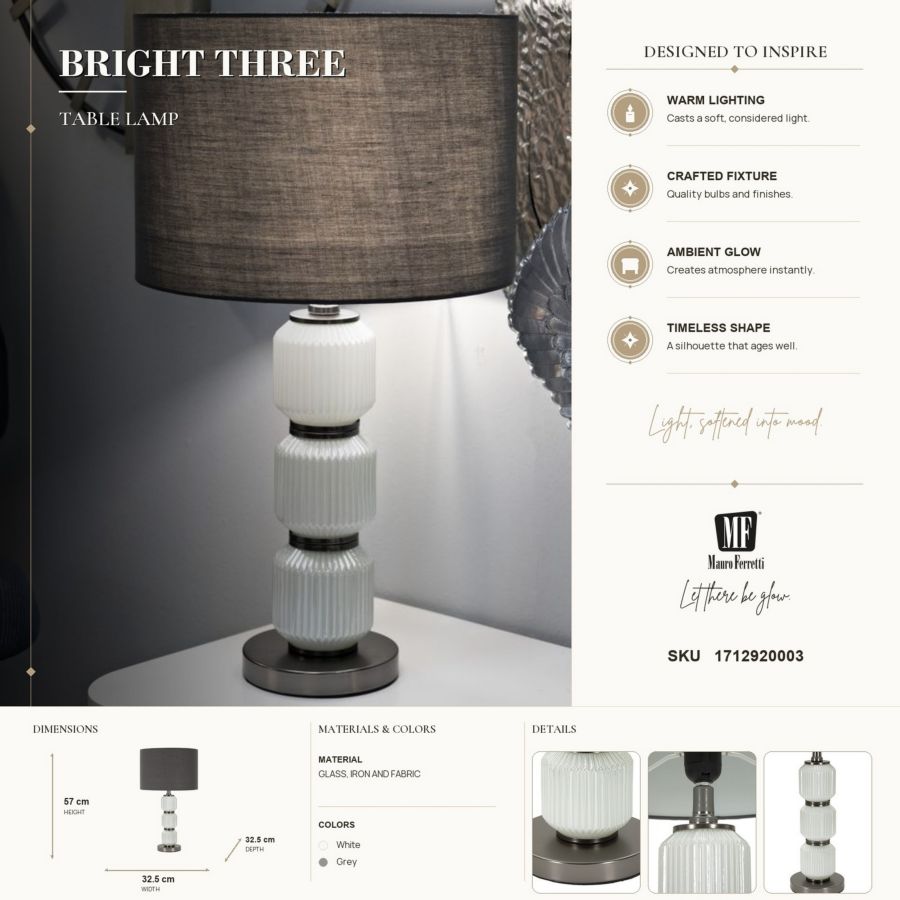 LAMPADA DA TAVOLO BRIGHT THREE CM Ø 32,5X57 - immagine 7