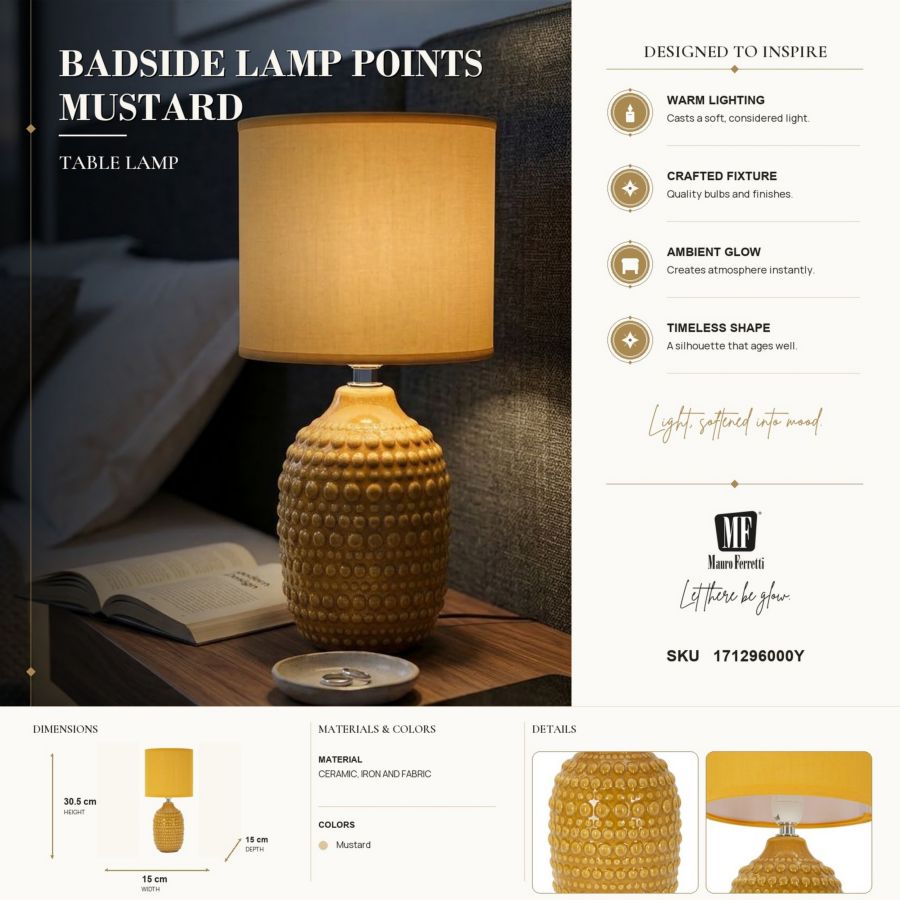 LAMPADA DA COMODINO POINTS OCRA CM Ø 15X 30,5 MIN 2 - immagine 7