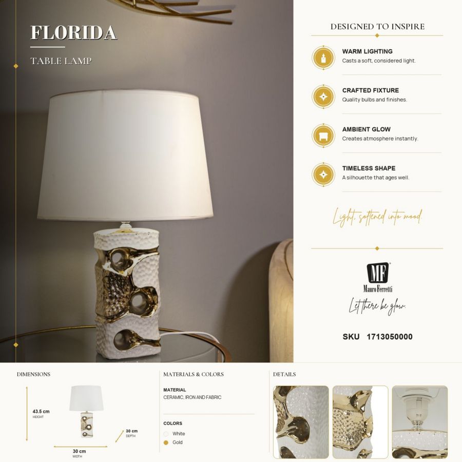 LAMPADA DA TAVOLO FLORIDA CM Ø30X43,5 - immagine 7