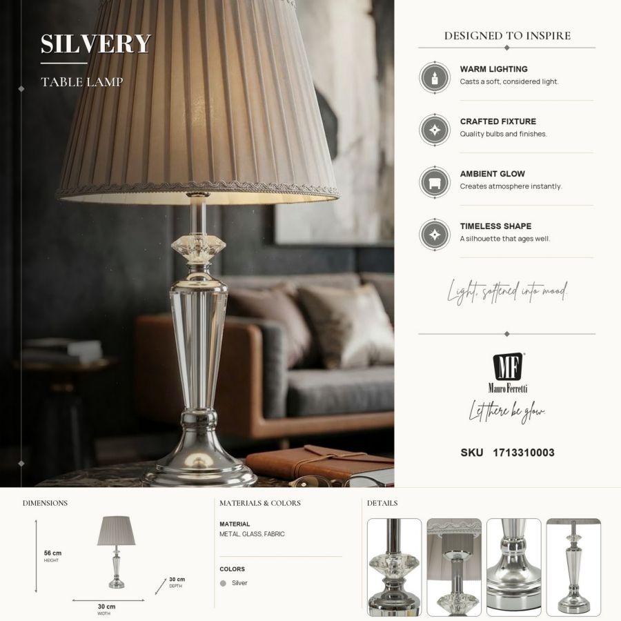 LAMPADA DA TAVOLO SILVERY CM Ø 30X56 - immagine 8