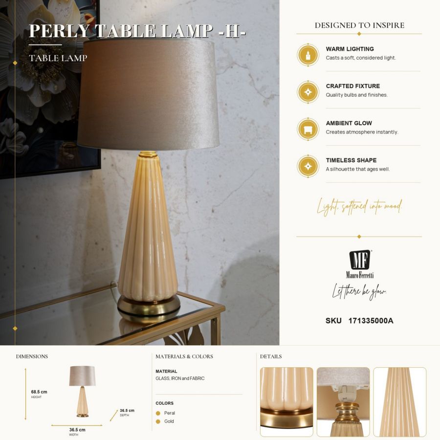 LAMPADA DA TAVOLO PERLY -A- CM Ø 36,5X68,5 - immagine 8