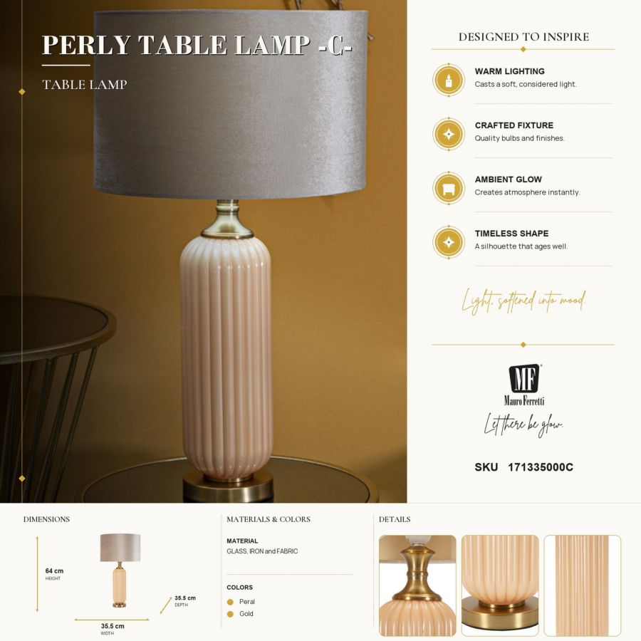 LAMPADA DA TAVOLO PERLY -C- CM Ø 35,5X64 - immagine 7