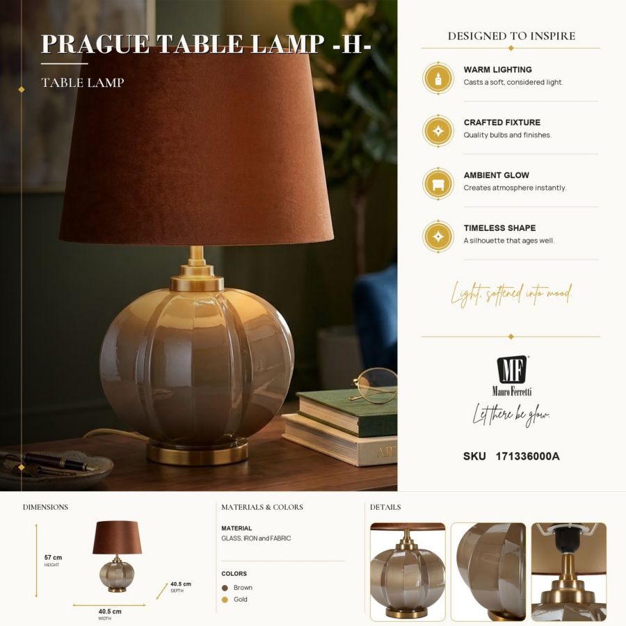 LAMPADA DA TAVOLO PRAGA -A- CM Ø 40,5X57 - immagine 7