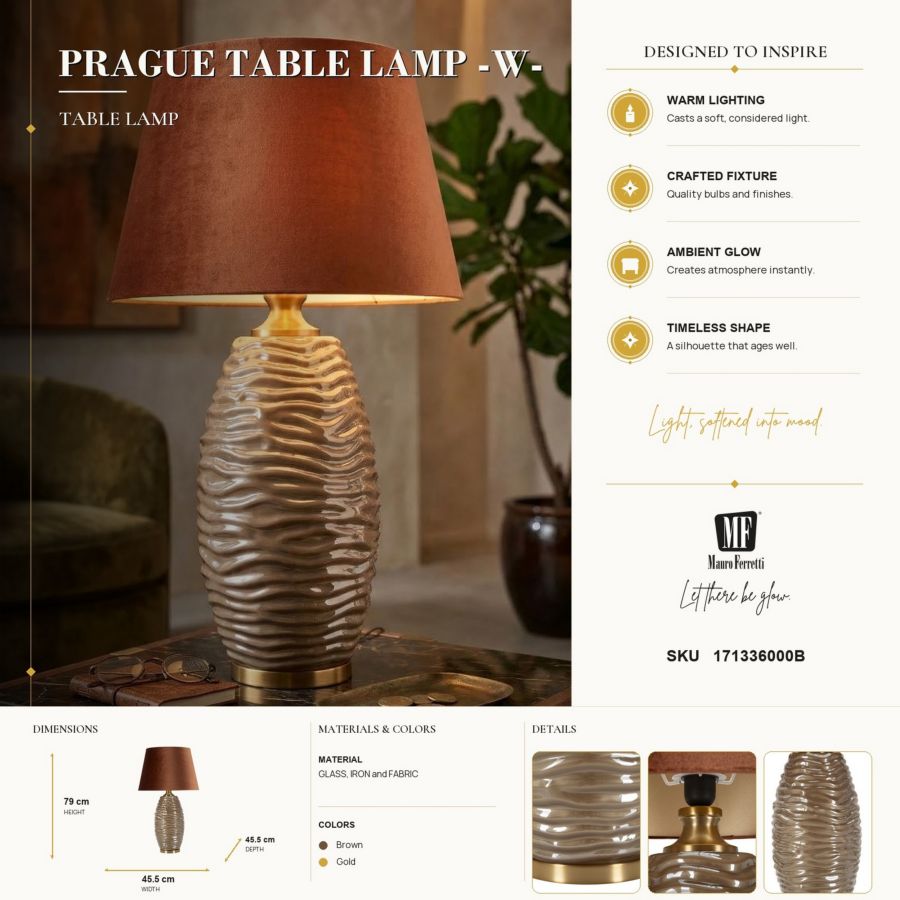 LAMPADA DA TAVOLO PRAGA -B- CM Ø 45,5X79 - immagine 8