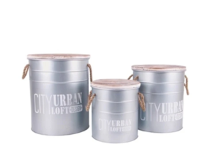 Pouf contenitore in metallo