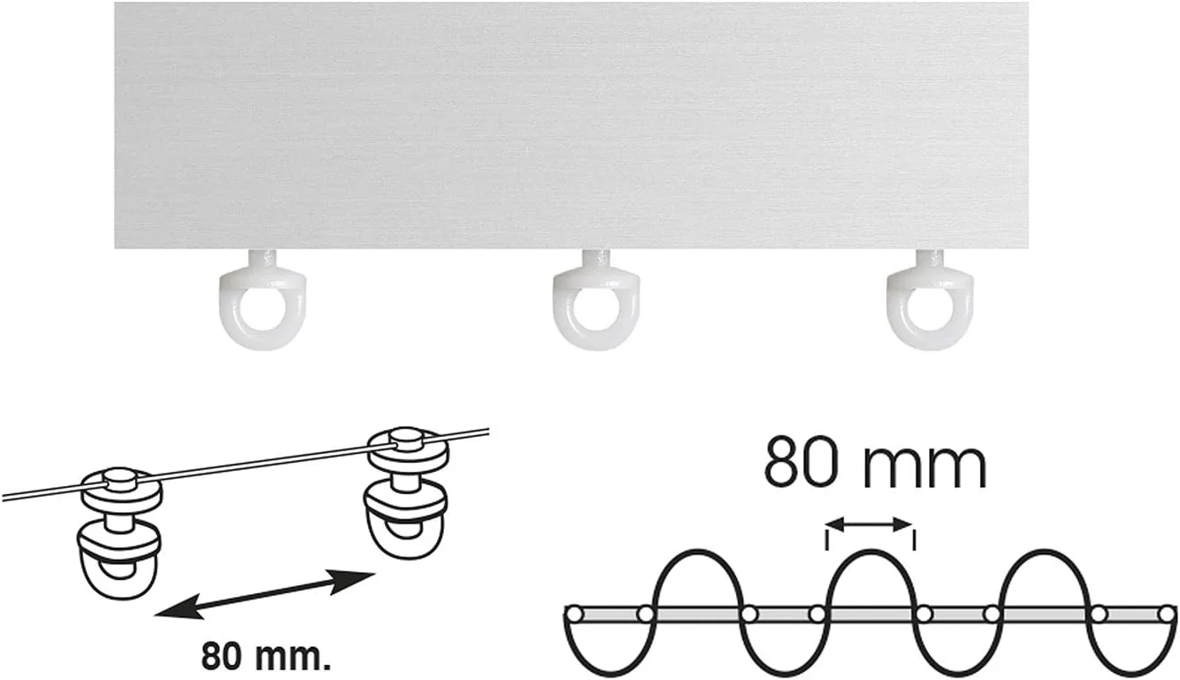 Bastone per tende a onde da 200cm bianco o argento - immagine 3